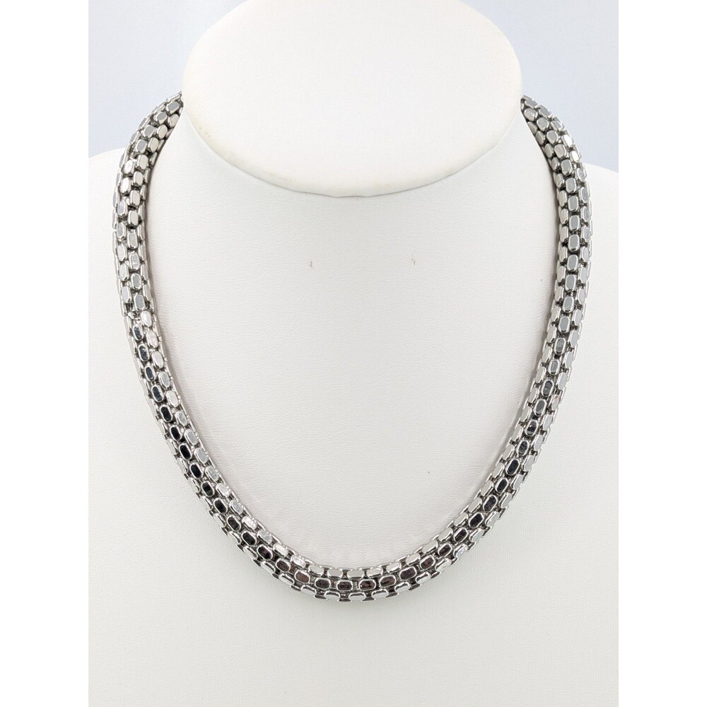 Banana Republic Silver Tone Chunky Chain Rhinestone Collar Necklace 122g 9.0mm